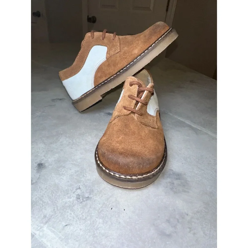 Fin & Vince Suede Retro Saddle Oxford Shoe, Cognac/ Pastel, Size 7 US‎ & Euro 23